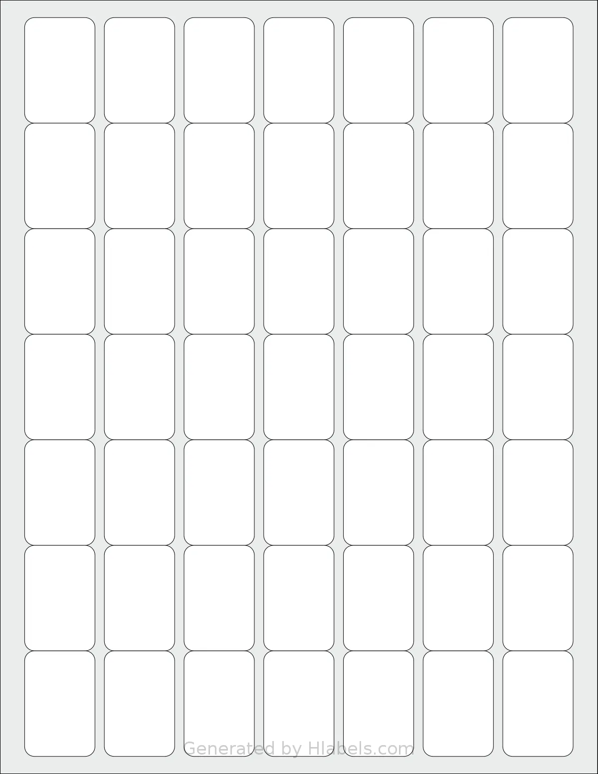 Demco® W14217670 template with 49 rectangular 1 x 1.5 inch labels per sheet, on Letter-size adhesive blank label sheets.