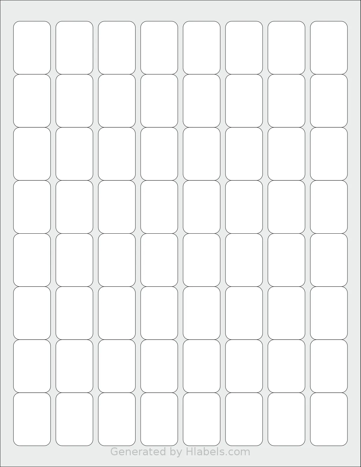Demco® W14217690 template with 64 rectangular 0.875 x 1.25 inch labels per sheet, on Letter-size adhesive blank label sheets.