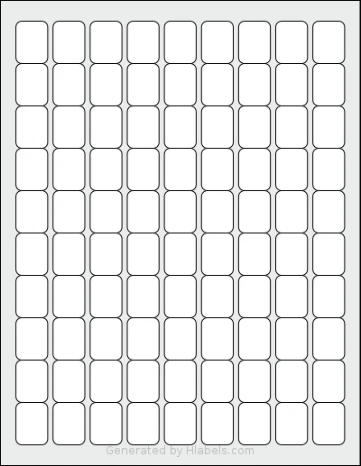 Demco® W14217700 template with 90 rectangular 0.75 x 1 inch labels per sheet, on Letter-size adhesive blank label sheets.