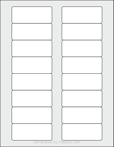 Demco® W20002720 Template Demco® W20002720 template with 16 rectangular 3 x 1.25 inch labels per sheet, on Letter-size adhesive blank label sheets.