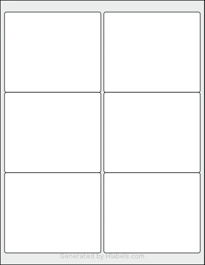 Demco® W20014950 template with 6 rectangular 4 x 3.3333 inch labels per sheet, on Letter-size adhesive blank label sheets.