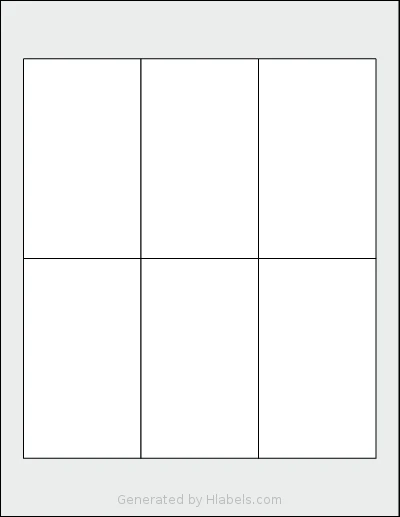 DesktopSupplies® 55112 template with 6 rectangular 2.5 x 4.25 inch labels per sheet, on Letter-size adhesive blank label sheets.