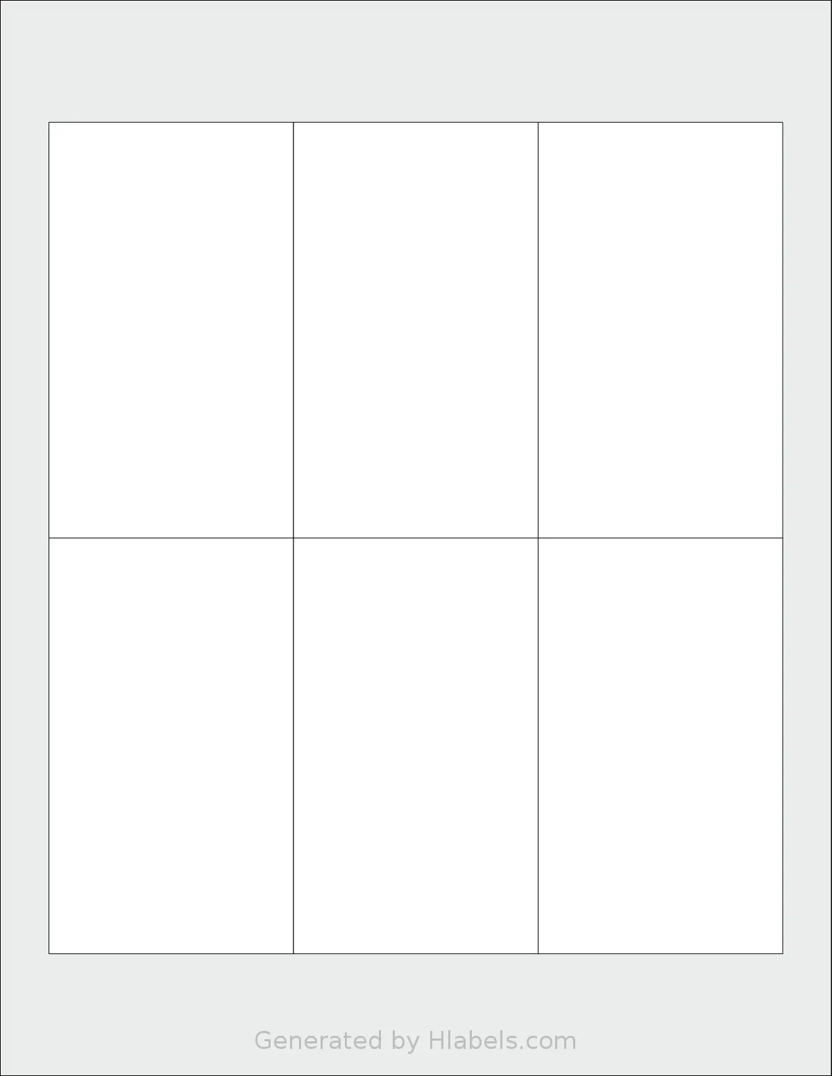 DesktopSupplies® 55112 template with 6 rectangular 2.5 x 4.25 inch labels per sheet, on Letter-size adhesive blank label sheets.