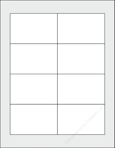DesktopSupplies® 55161 template with 8 rectangular 3.5 x 2.25 inch labels per sheet, on Letter-size adhesive blank label sheets.