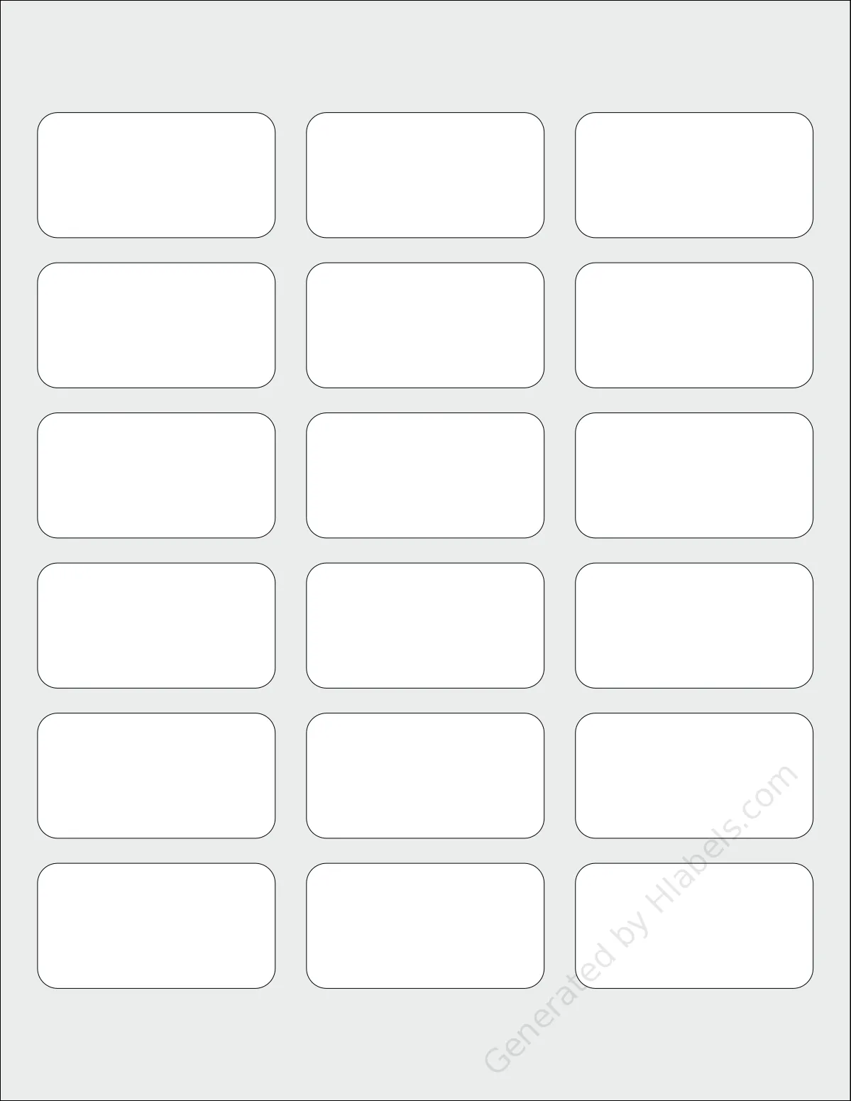 ElevatePackaging® LC1008 template with 18 rectangular 2.375 x 1.25 inch labels per sheet, on Letter-size adhesive blank label sheets.