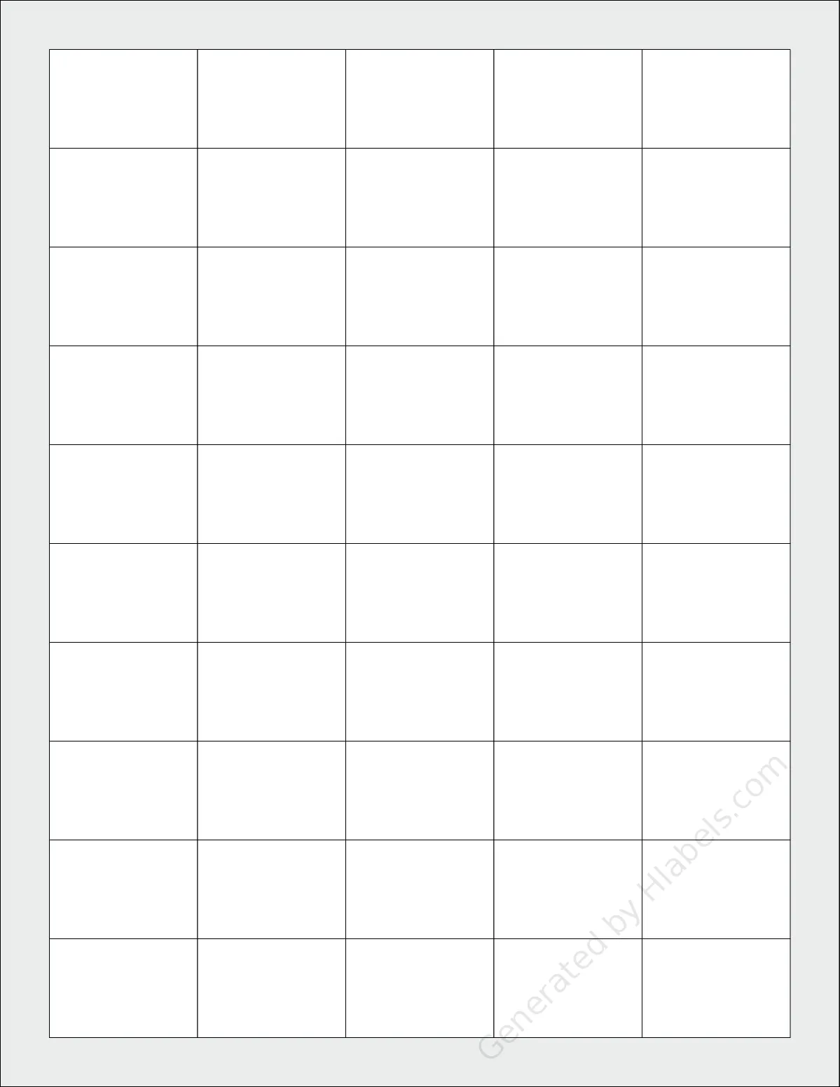 ElevatePackaging® LC1713 template with 50 rectangular 1.5 x 1 inch labels per sheet, on Letter-size adhesive blank label sheets.