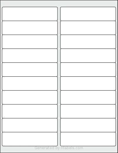 Enko® EPS01AV5161V1 template with 20 rectangular 4 x 1 inch labels per sheet, on Letter-size adhesive blank label sheets.