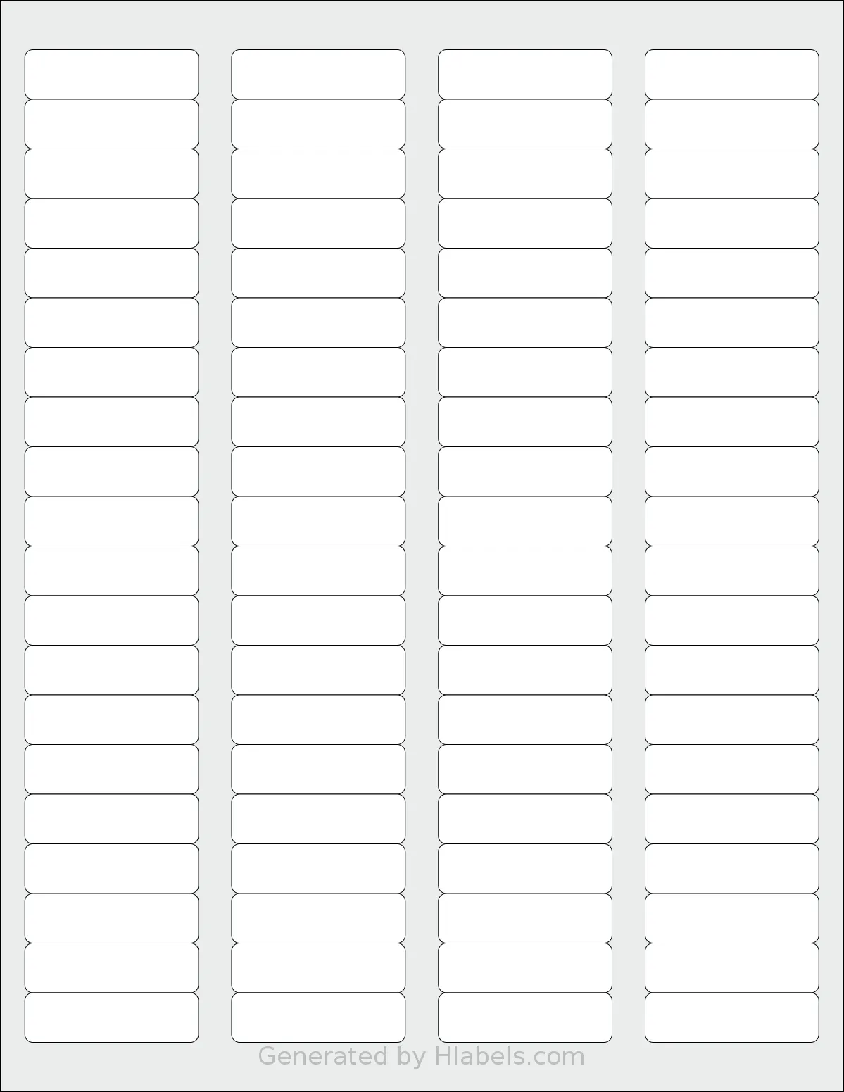 Enko® EPS01AV5167V1 template with 80 rectangular 1.75 x 0.5 inch labels per sheet, on Letter-size adhesive blank label sheets.