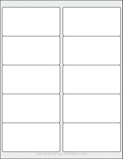 Enko® P-UDAIB8N0766D template with 10 rectangular 4 x 2 inch labels per sheet, on Letter-size adhesive blank label sheets.