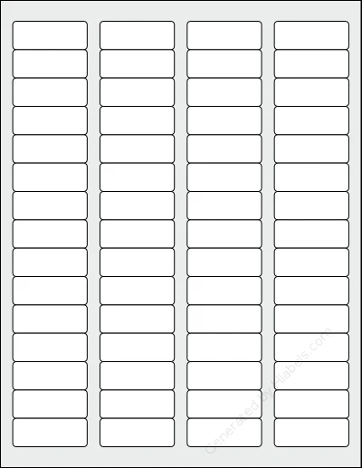 Everstix® 60100MWR template with 60 rectangular 1.75 x 0.6666 inch labels per sheet, on Letter-size adhesive blank label sheets.