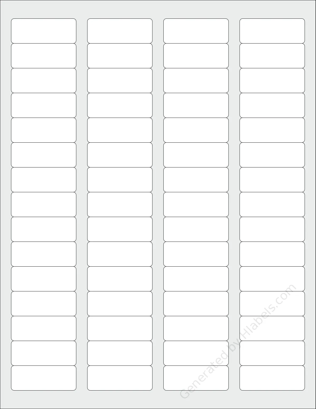 Everstix® 60100MWR template with 60 rectangular 1.75 x 0.6666 inch labels per sheet, on Letter-size adhesive blank label sheets.