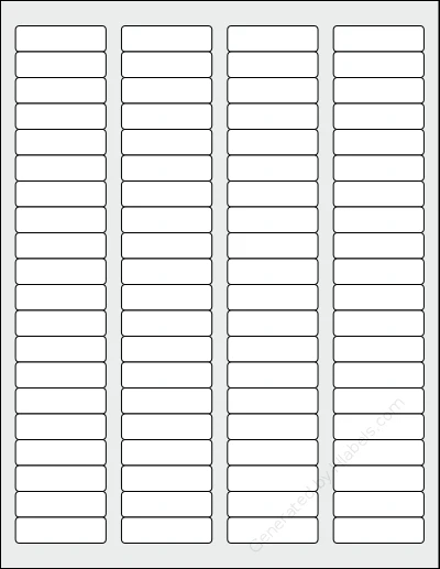 Everstix® 80100MWR template with 80 rectangular 1.75 x 0.5 inch labels per sheet, on Letter-size adhesive blank label sheets.