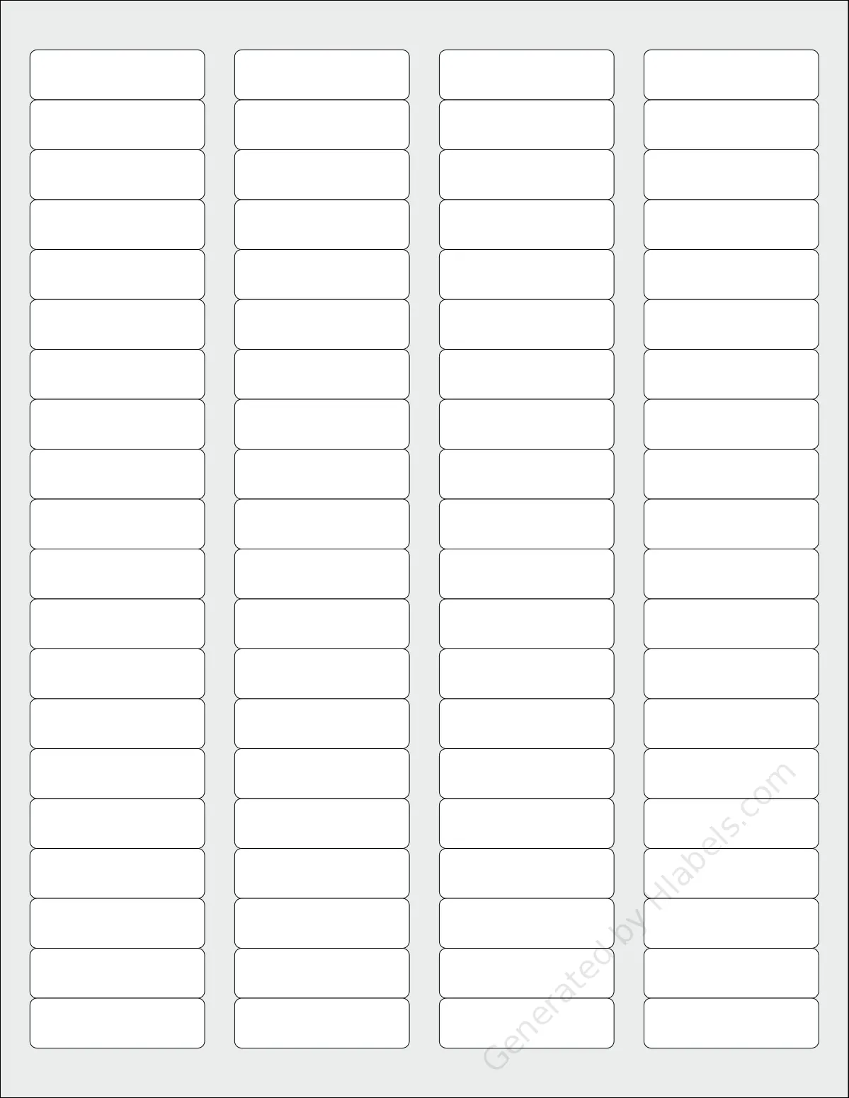 Everstix® 80100MWR template with 80 rectangular 1.75 x 0.5 inch labels per sheet, on Letter-size adhesive blank label sheets.