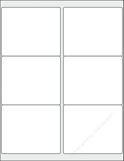 FungLam® 6UP template with 6 rectangular 4.05 x 3.3333 inch labels per sheet, on Letter-size adhesive blank label sheets.