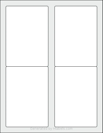 HouseLabels® HL-004 template with 4 rectangular 3.5 x 5 inch labels per sheet, on Letter-size adhesive blank label sheets.
