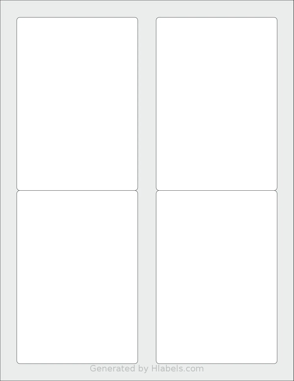 HouseLabels® HL-004 template with 4 rectangular 3.5 x 5 inch labels per sheet, on Letter-size adhesive blank label sheets.
