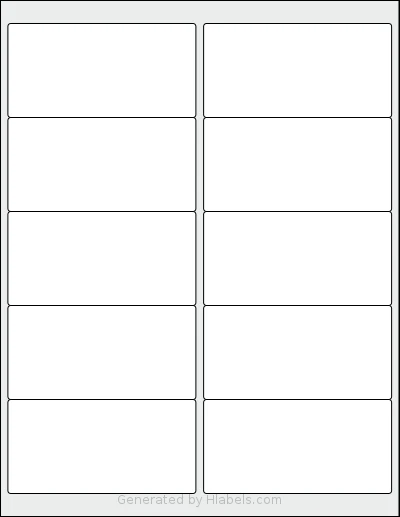 HouseLabels® HL-010 template with 10 rectangular 4 x 2 inch labels per sheet, on Letter-size adhesive blank label sheets.