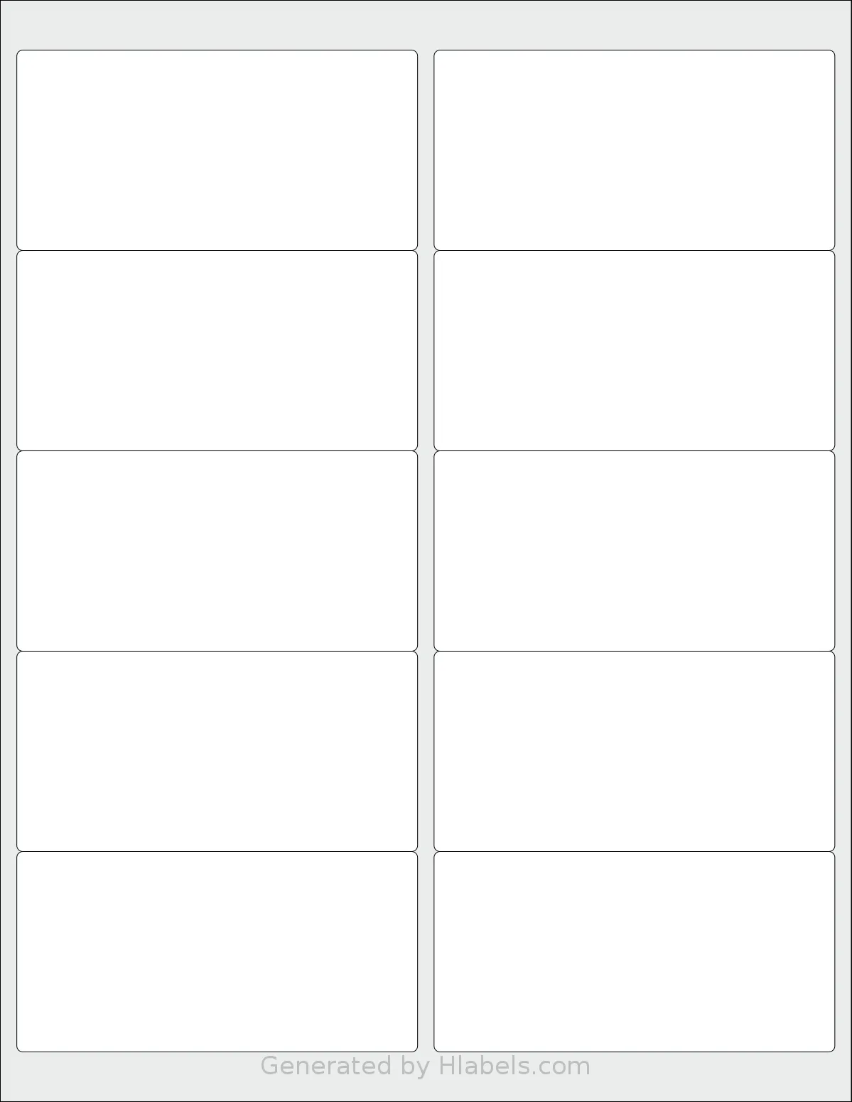 HouseLabels® HL-010 template with 10 rectangular 4 x 2 inch labels per sheet, on Letter-size adhesive blank label sheets.