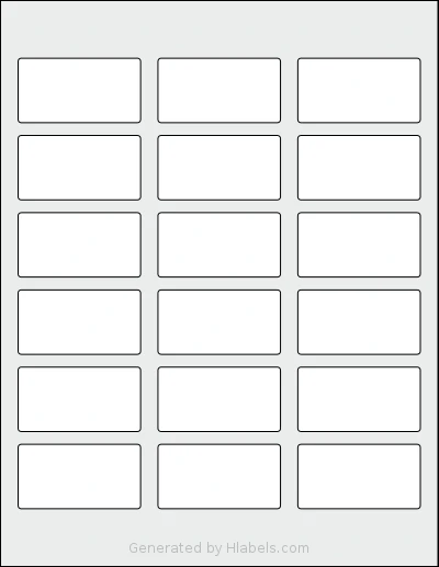 HouseLabels® HL-018 template with 18 rectangular 2.375 x 1.25 inch labels per sheet, on Letter-size adhesive blank label sheets.