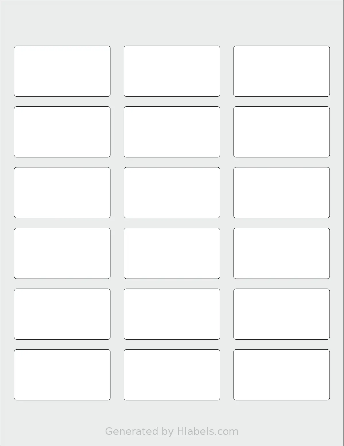 HouseLabels® HL-018 template with 18 rectangular 2.375 x 1.25 inch labels per sheet, on Letter-size adhesive blank label sheets.