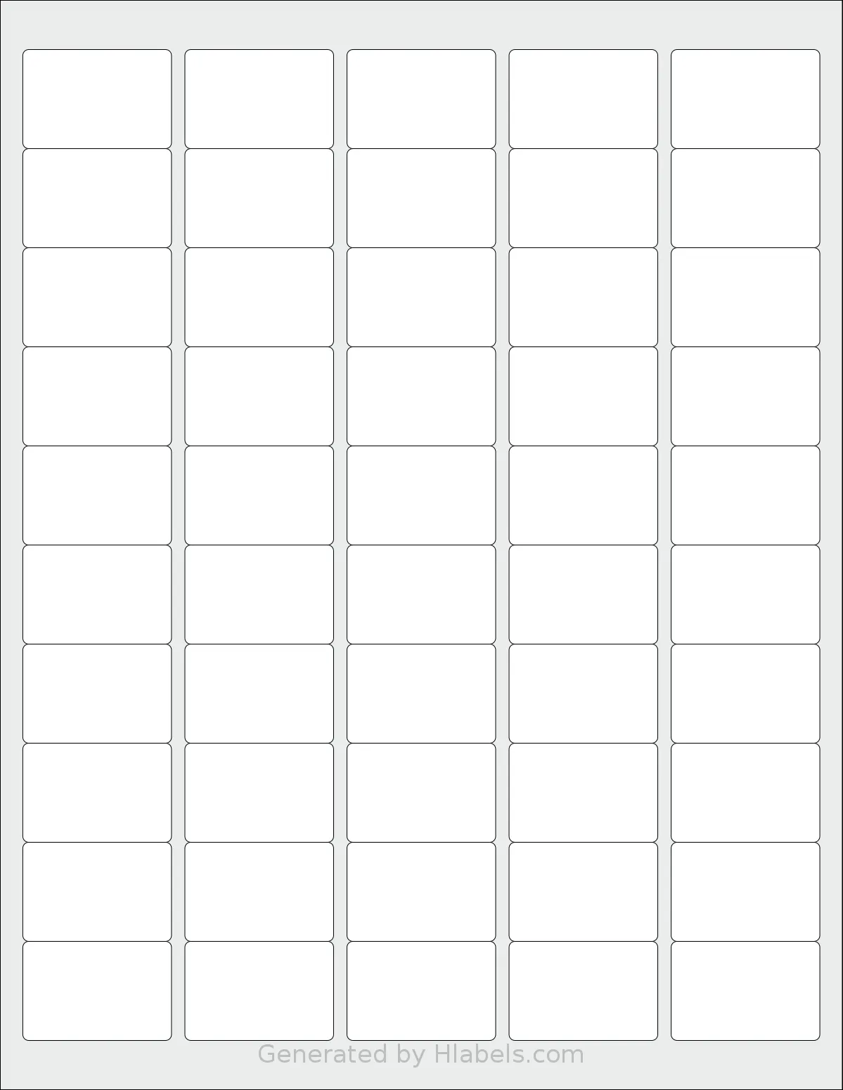 HouseLabels® HL-050 template with 50 rectangular 1.5 x 1 inch labels per sheet, on Letter-size adhesive blank label sheets.