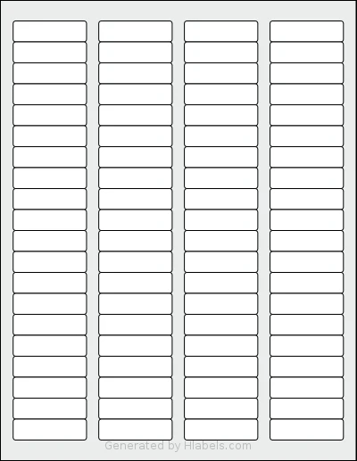 HouseLabels® HL-080 template with 80 rectangular 1.75 x 0.5 inch labels per sheet, on Letter-size adhesive blank label sheets.