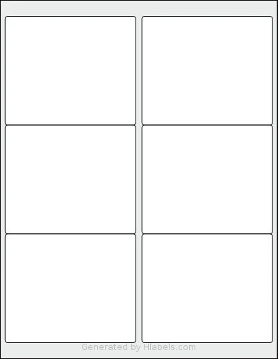 Kkbestpack® 6UP-FBA template with 6 rectangular 4 x 3.3333 inch labels per sheet, on Letter-size adhesive blank label sheets.