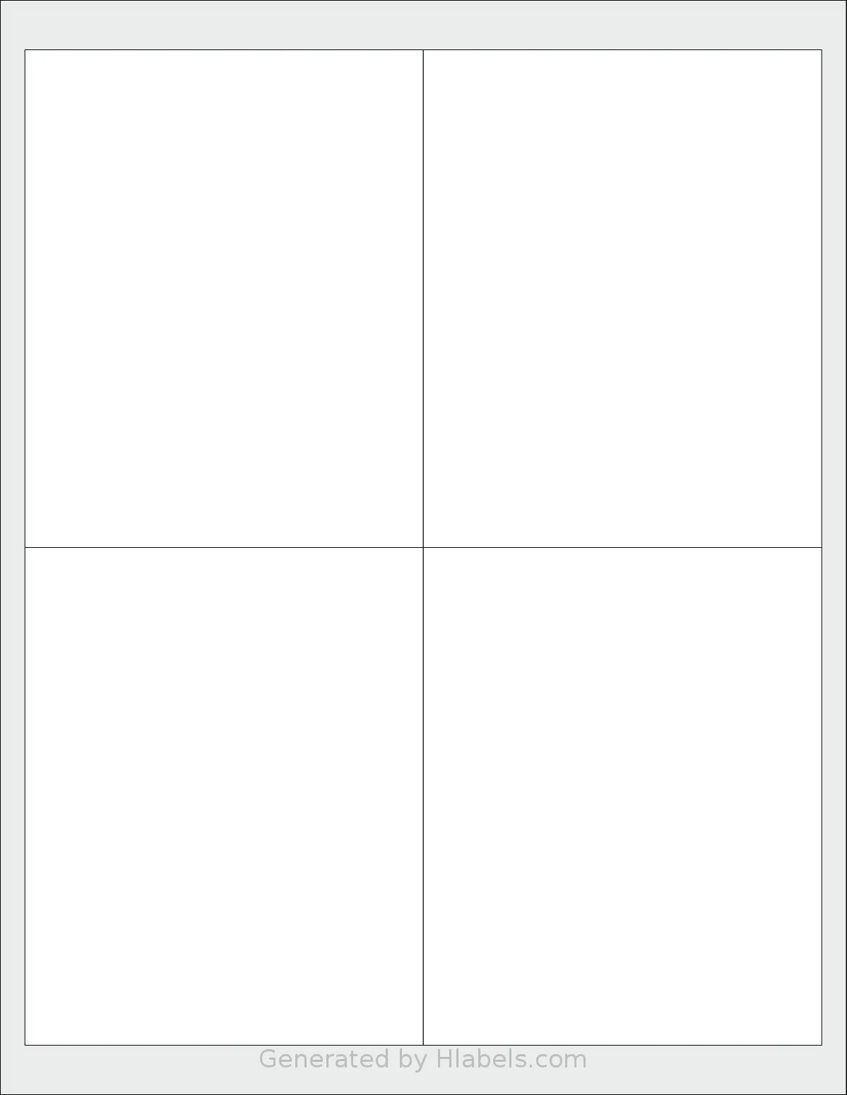 Kleertech® 4-UP1 template with 4 rectangular 4 x 5 inch labels per sheet, on Letter-size adhesive blank label sheets.