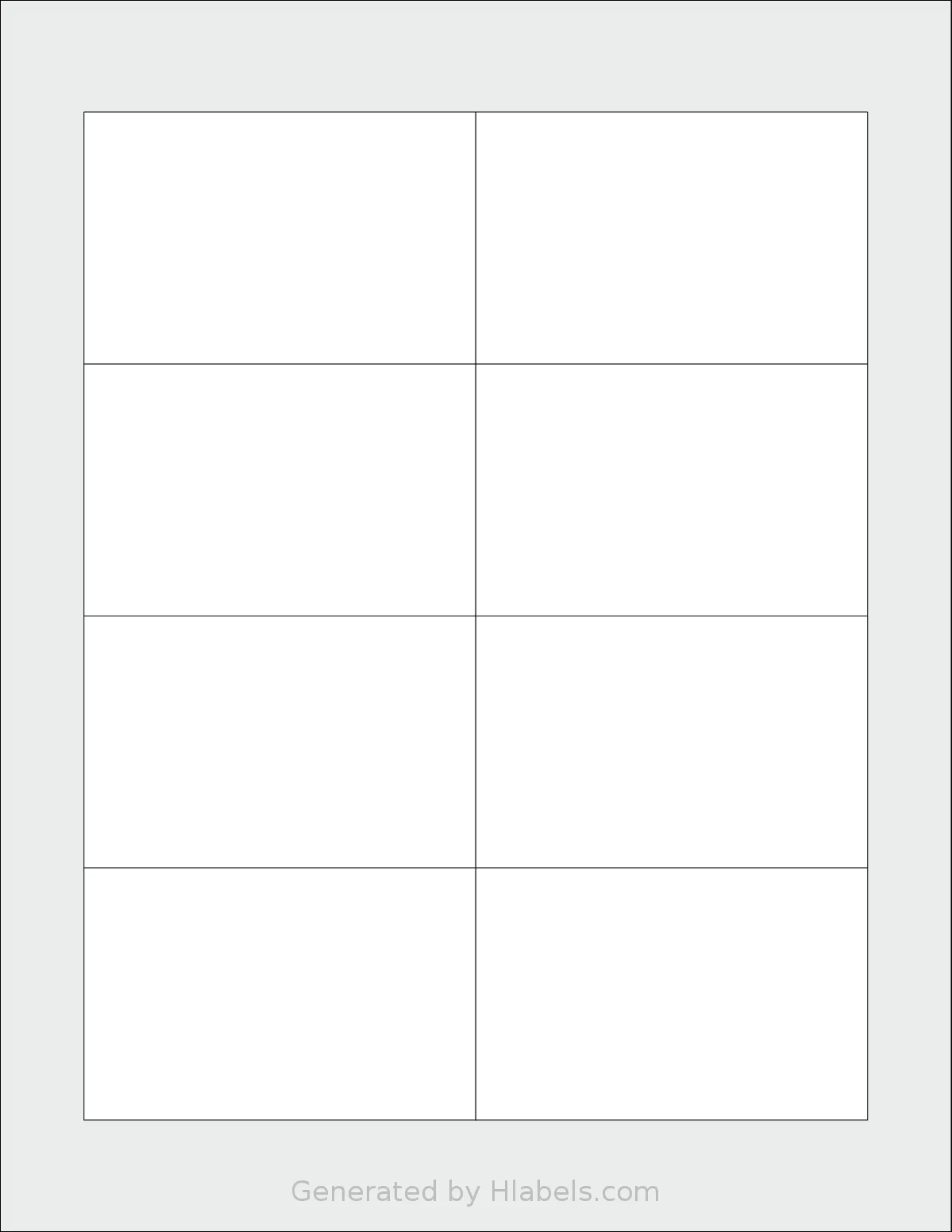 Kleertech® 8-UP1 template with 8 rectangular 3.5 x 2.25 inch labels per sheet, on Letter-size adhesive blank label sheets.