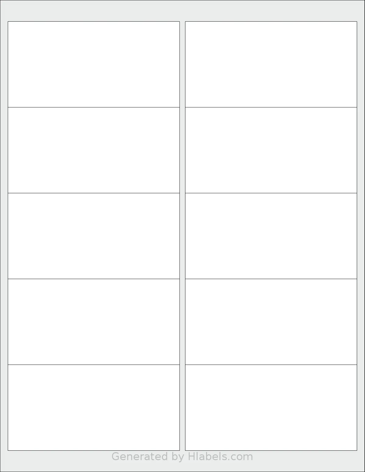 Koala® 42 template with 10 rectangular 4 x 2 inch labels per sheet, on Letter-size adhesive blank label sheets.