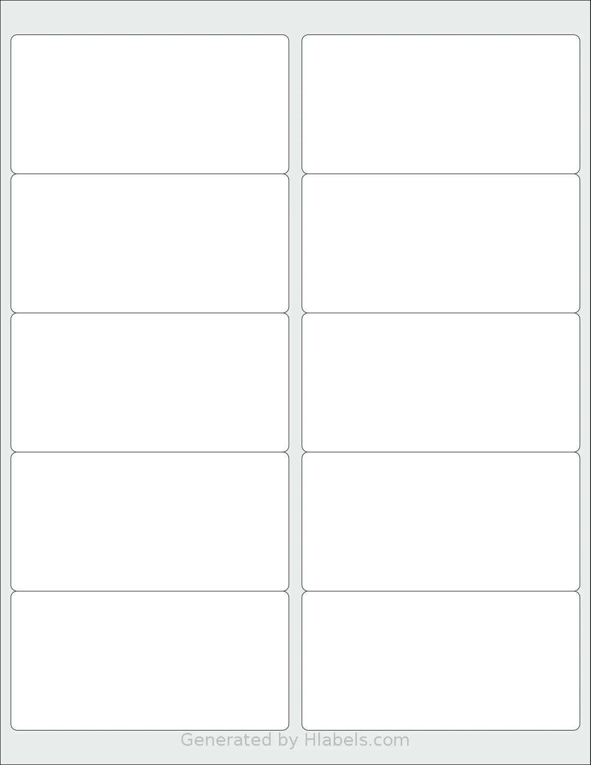 LabelMore® 10 template with 10 rectangular 4 x 2 inch labels per sheet, on Letter-size adhesive blank label sheets.