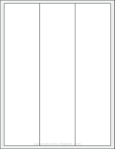 LabelOutfitters® 105258 template with 3 rectangular 2.625 x 10.5 inch labels per sheet, on Letter-size adhesive blank label sheets.