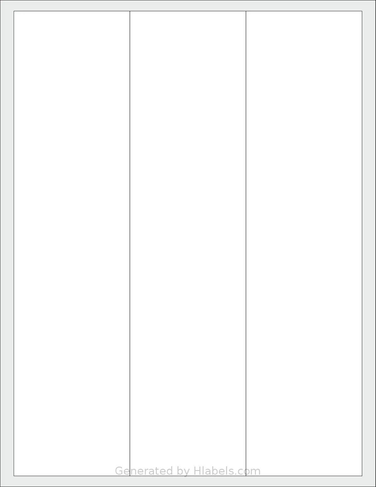LabelOutfitters® 105258 template with 3 rectangular 2.625 x 10.5 inch labels per sheet, on Letter-size adhesive blank label sheets.