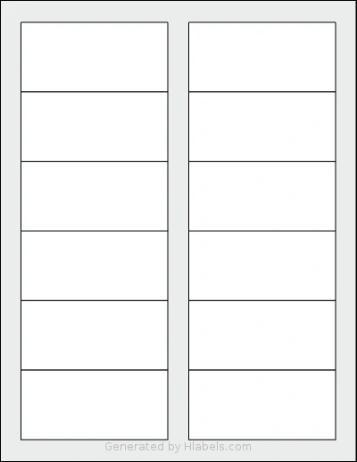 LabelOutfitters® 311905-20 template with 12 rectangular 3.5 x 1.6562 inch labels per sheet, on Letter-size adhesive blank label sheets.