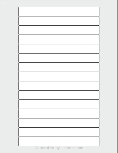 LabelOutfitters® 312851 template with 15 rectangular 5.8125 x 0.66 inch labels per sheet, on Letter-size adhesive blank label sheets.