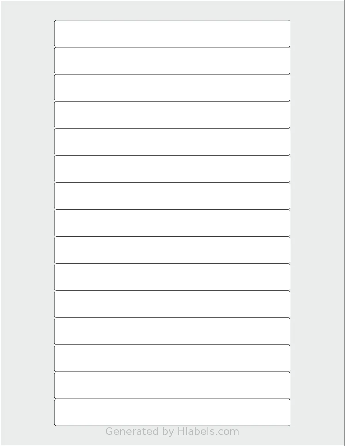 LabelOutfitters® 312851 template with 15 rectangular 5.8125 x 0.66 inch labels per sheet, on Letter-size adhesive blank label sheets.