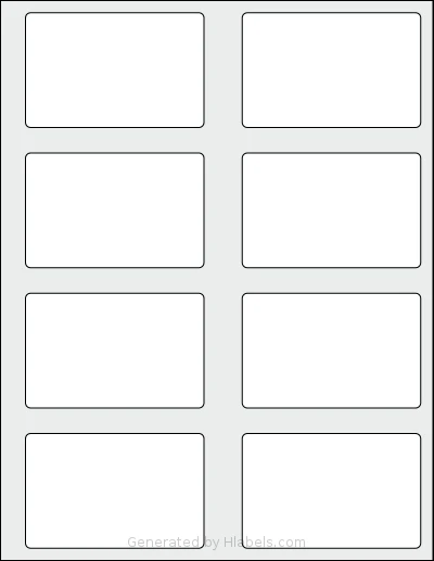 Labelsbythesheet® 0491 template with 8 rectangular 3.5 x 2.25 inch labels per sheet, on Letter-size adhesive blank label sheets.