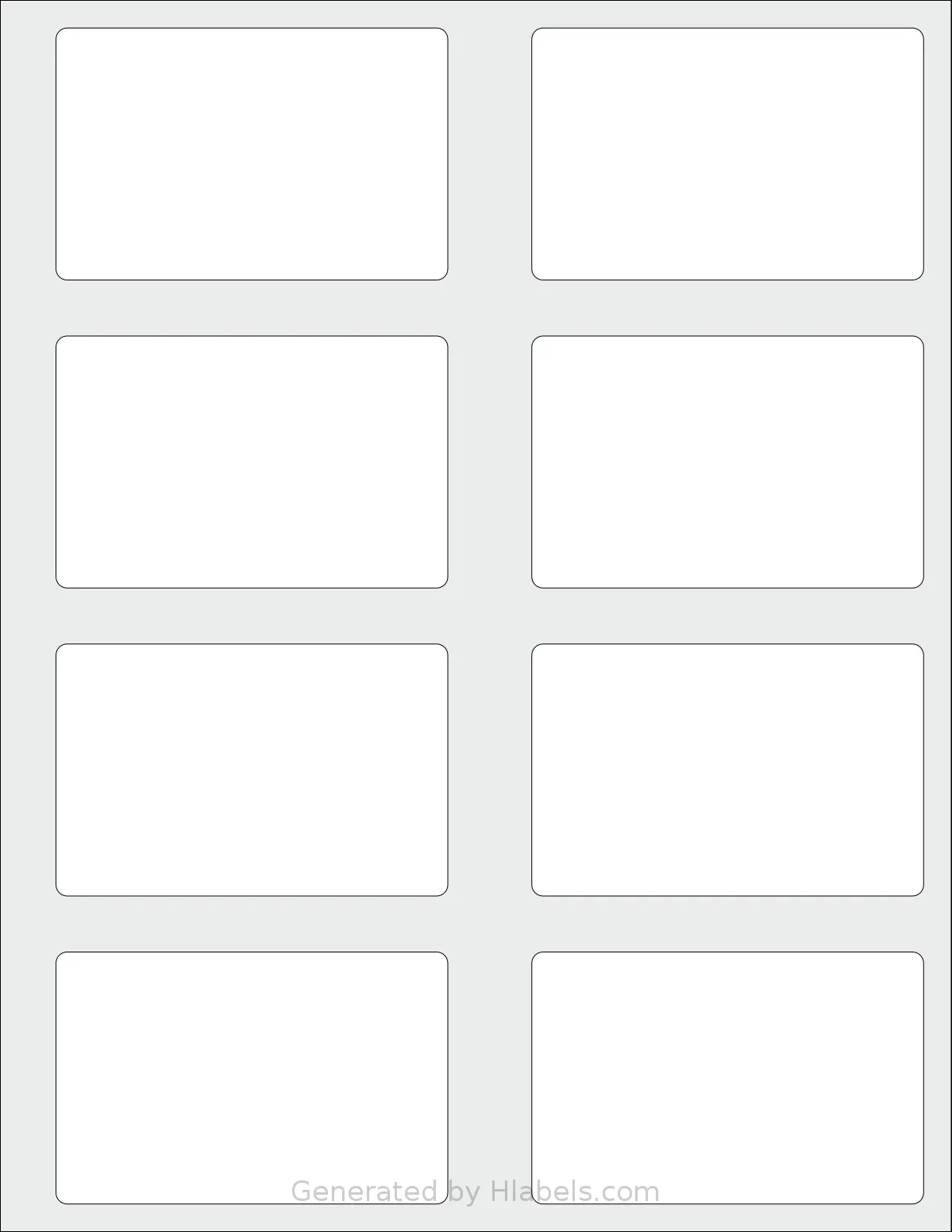 Labelsbythesheet® 0491 template with 8 rectangular 3.5 x 2.25 inch labels per sheet, on Letter-size adhesive blank label sheets.