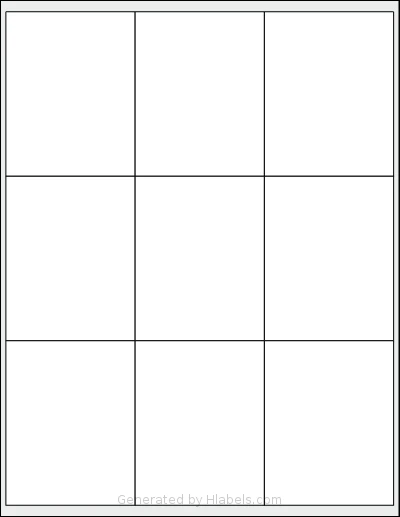 Labelsbythesheet® 0002 template with 9 rectangular 2.75 x 3.5 inch labels per sheet, on Letter-size adhesive blank label sheets.