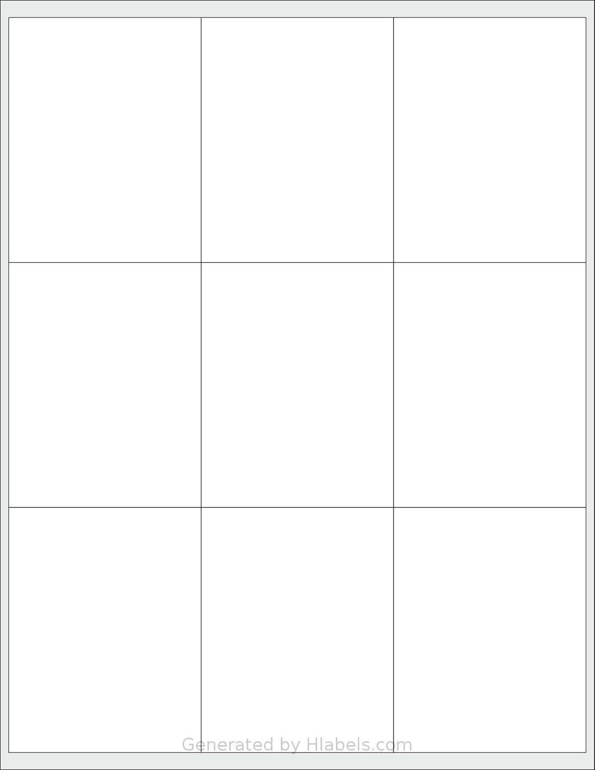 Labelsbythesheet® 0002 template with 9 rectangular 2.75 x 3.5 inch labels per sheet, on Letter-size adhesive blank label sheets.