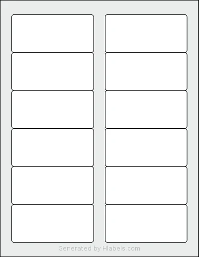Labelsbythesheet® 0013 template with 12 rectangular 3.5 x 1.625 inch labels per sheet, on Letter-size adhesive blank label sheets.