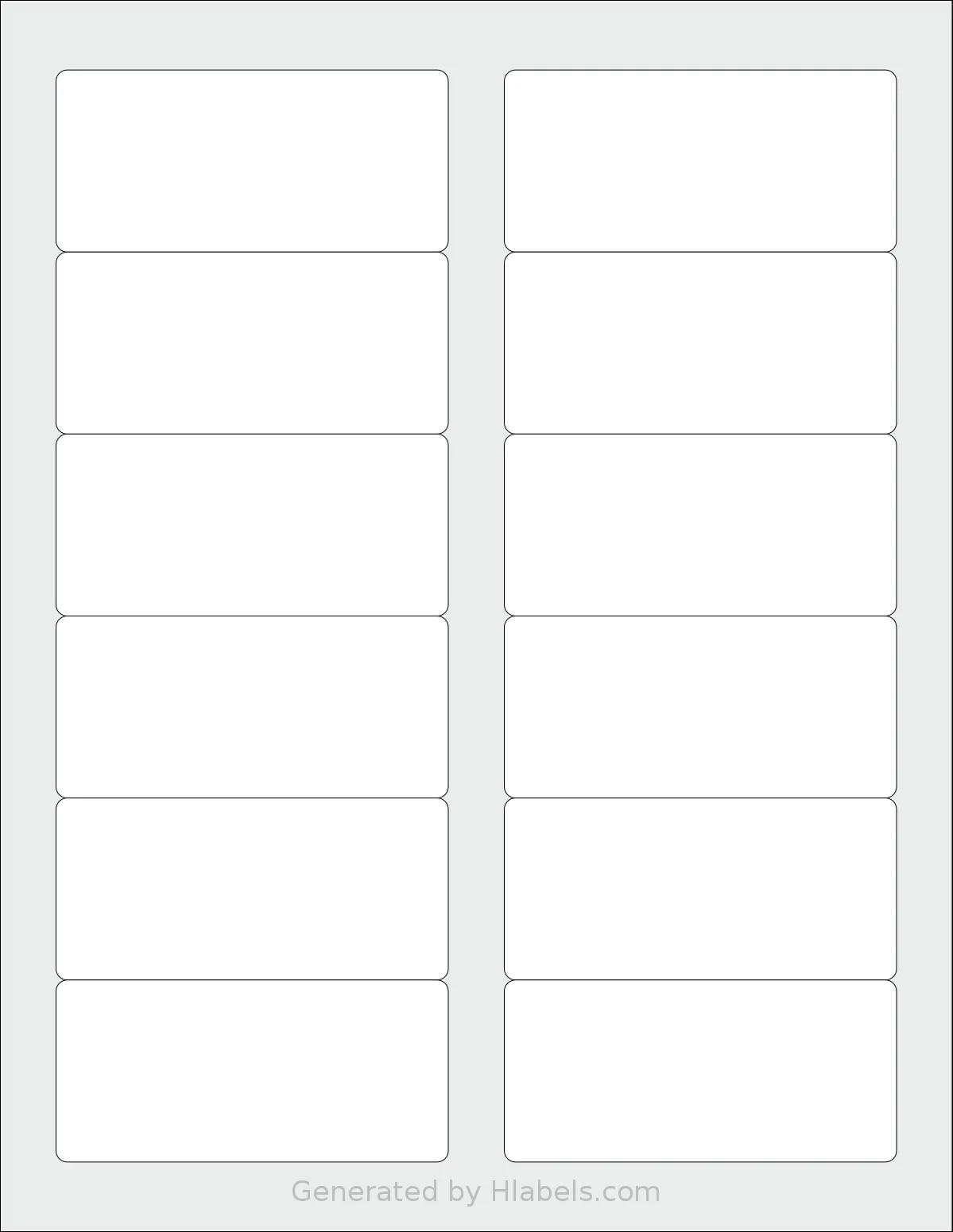 Labelsbythesheet® 0013 template with 12 rectangular 3.5 x 1.625 inch labels per sheet, on Letter-size adhesive blank label sheets.