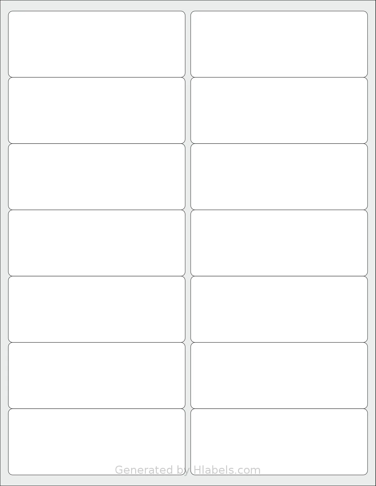 Labelsbythesheet® 0023 template with 14 rectangular 4 x 1.5 inch labels per sheet, on Letter-size adhesive blank label sheets.