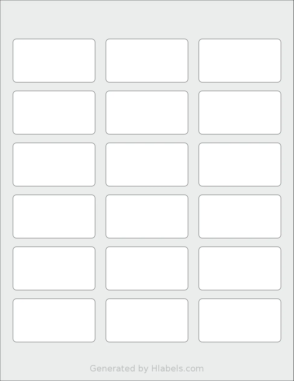 Labelsbythesheet® 0043 template with 18 rectangular 2.375 x 1.25 inch labels per sheet, on Letter-size adhesive blank label sheets.