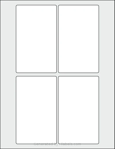 Labelsbythesheet® 0051 template with 4 rectangular 3 x 5 inch labels per sheet, on Letter-size adhesive blank label sheets.
