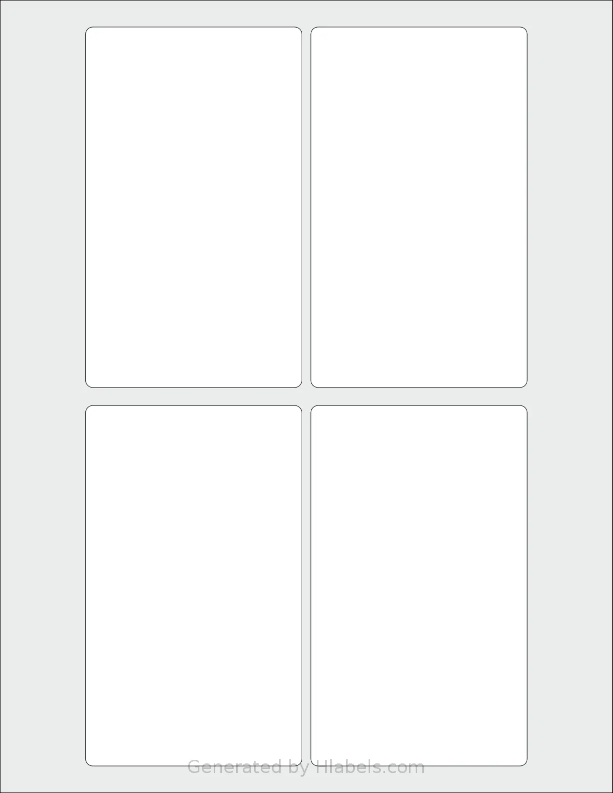 Labelsbythesheet® 0051 template with 4 rectangular 3 x 5 inch labels per sheet, on Letter-size adhesive blank label sheets.