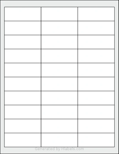 Labelsbythesheet® 0063 Template Labelsbythesheet® 0063 template with 30 rectangular 2.625 x 1 inch labels per sheet, on Letter-size adhesive blank label sheets.