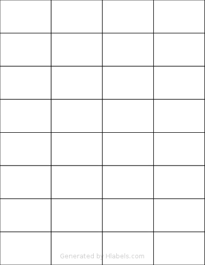 Labelsbythesheet® 0073 template with 32 rectangular 2.125 x 1.375 inch labels per sheet, on Letter-size adhesive blank label sheets.