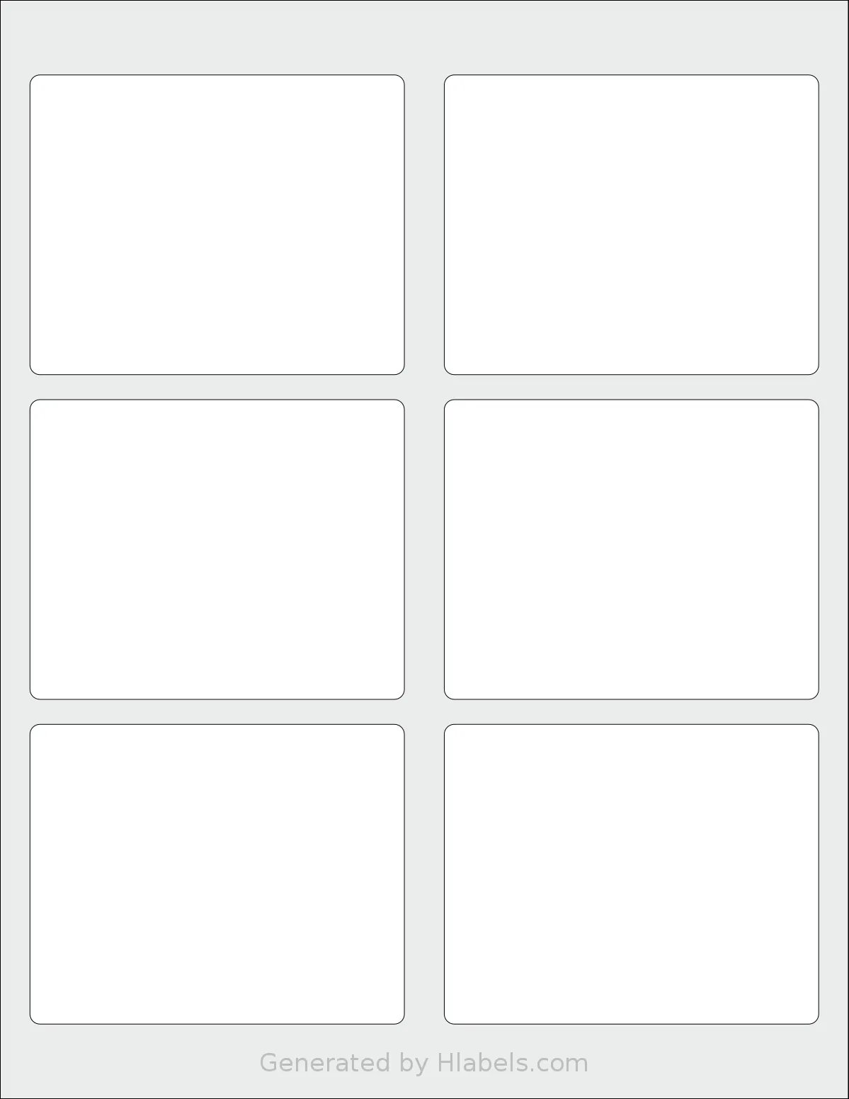 Labelsbythesheet® 0081 template with 6 rectangular 3.75 x 3 inch labels per sheet, on Letter-size adhesive blank label sheets.