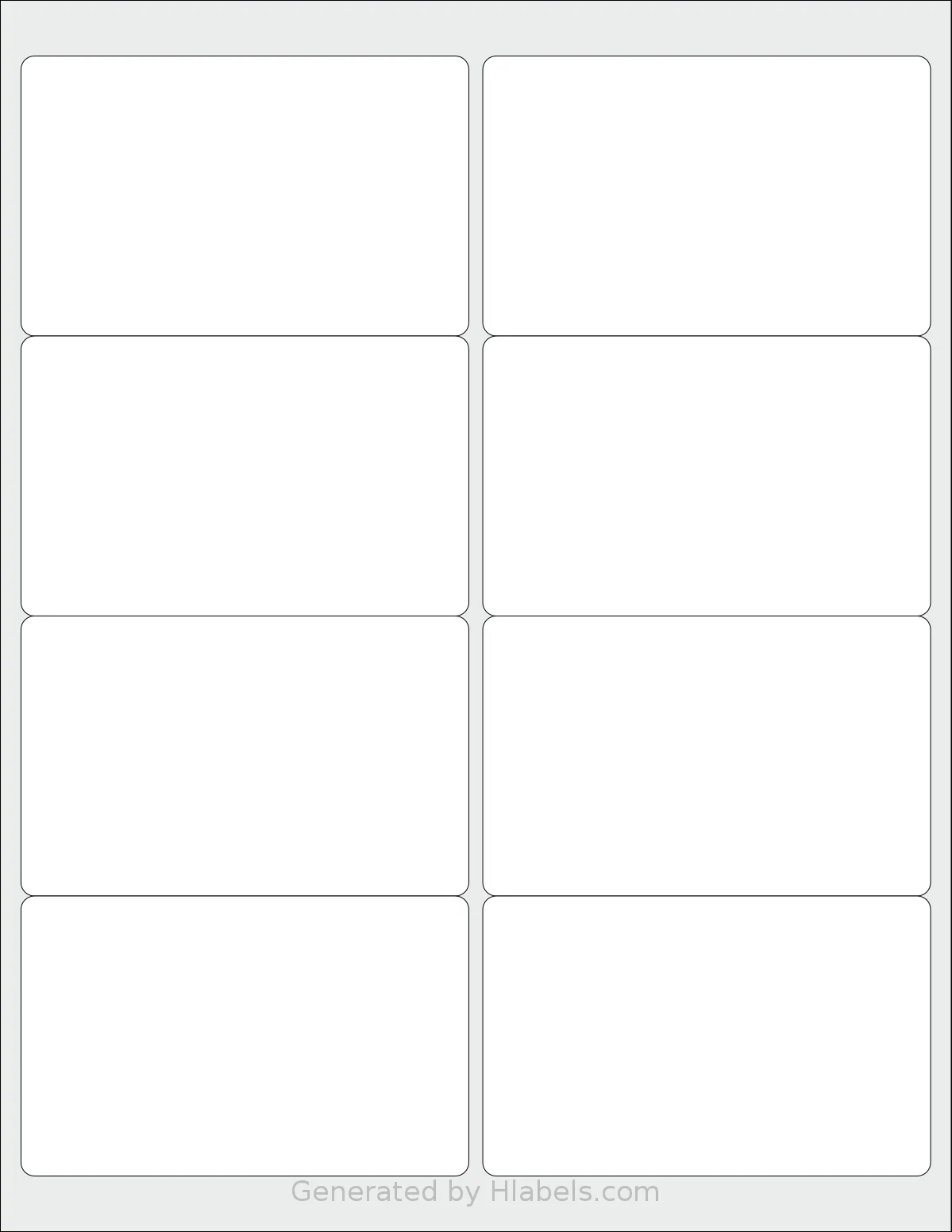 Labelsbythesheet® 0091 template with 8 rectangular 4 x 2.5 inch labels per sheet, on Letter-size adhesive blank label sheets.